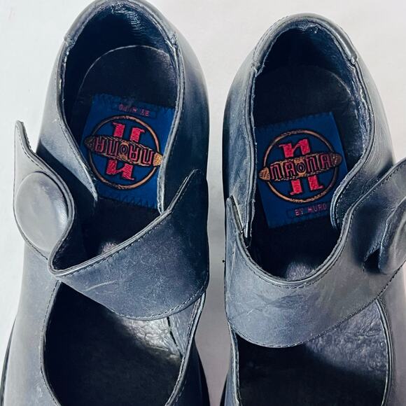 Vintage Nana by Muro Boots Women Black Leather Mary Jane Platform Heels Shoes - Picture 7 of 8